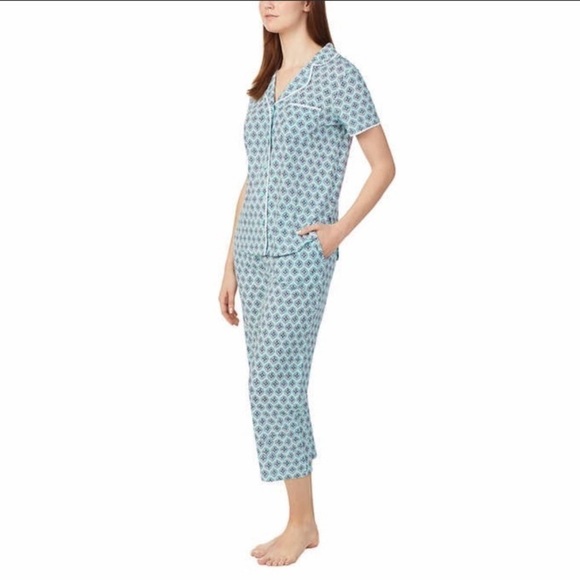 NWOT Jane & Bleecker‎ Notch Collar Pajama Set Blue - Picture 1 of 15